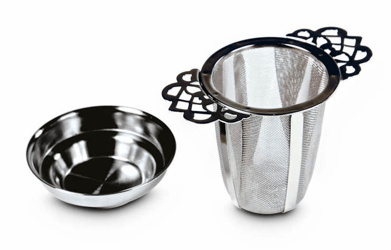 RVS theezeef met 2 handgrepen en tip