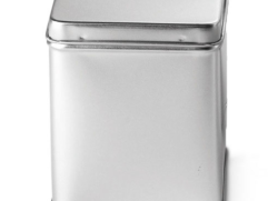 Theeblikje vierkant zilver met deksel