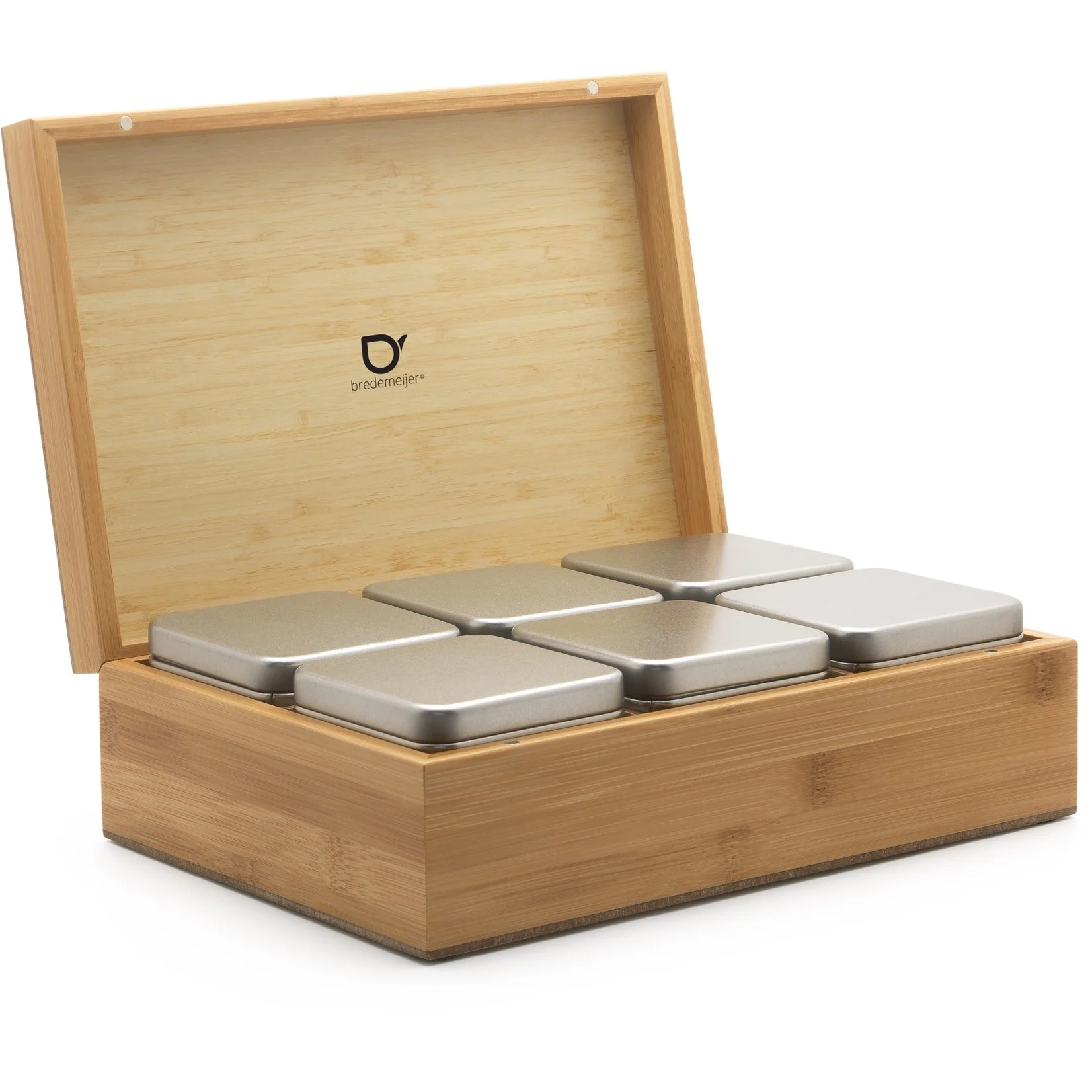 Theedoos met 6 vierkante blikjes Bamboo